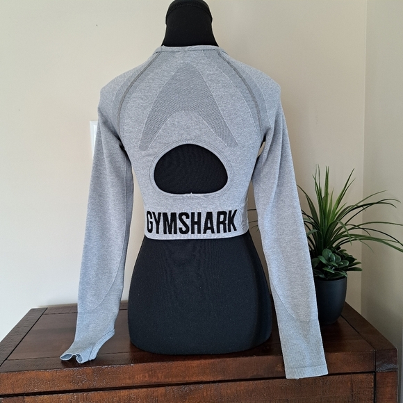 Gymshark Flex Sports Crop Top Grey Size Small Active Top Long Sleeved - Picture 6 of 16